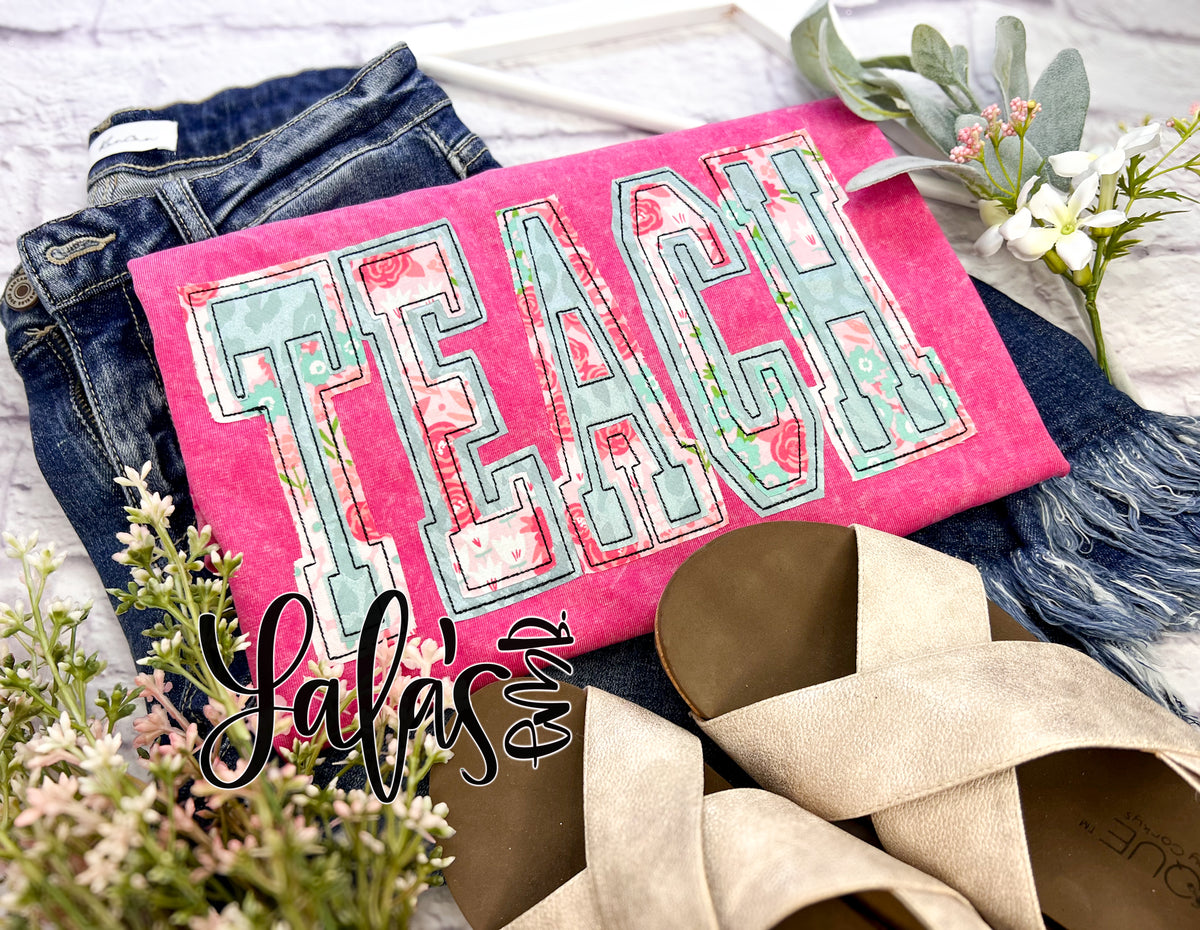 TEACH - Double Stack Applique Design – Lalasembroiderydesigns