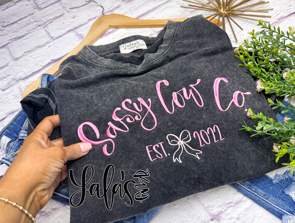 Sassy Cow Co. Est 2022 Embroidered Short Sleeve T