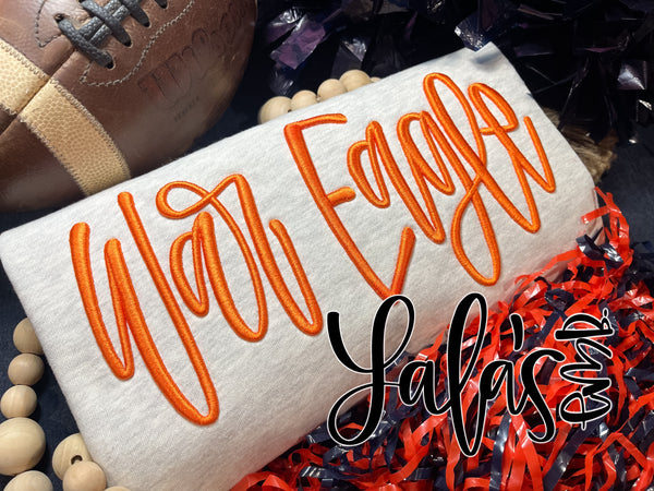 War Eagle 3D Puff Embroidery Design - Hand Lettered By LaLa's
