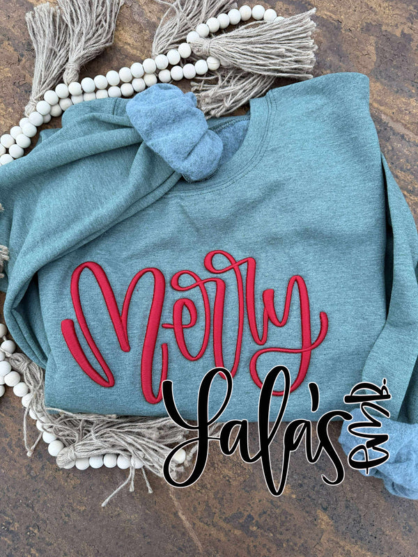 Merry - 3D Puff Embroidery Design -Hand Lettered by LaLa's