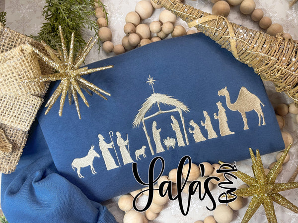 Silent Night Nativity Embroidery Design