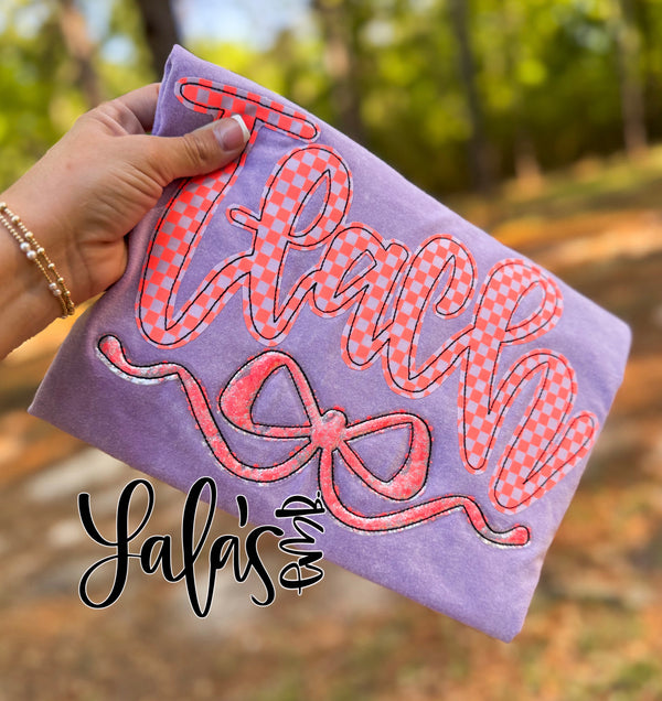 Teach + Bow Bean Stitch Applique Design
