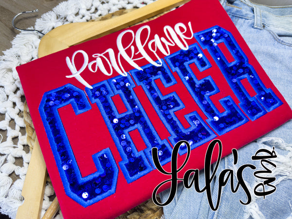 Parklane Cheer Bling Applique + Embroidered Tee