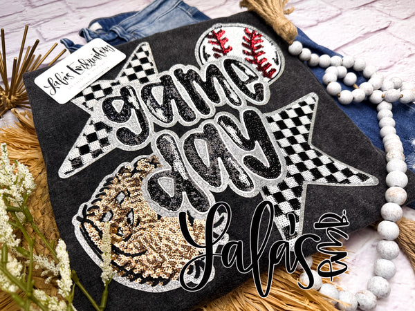 Game Day Baseball Themed Sequin Top