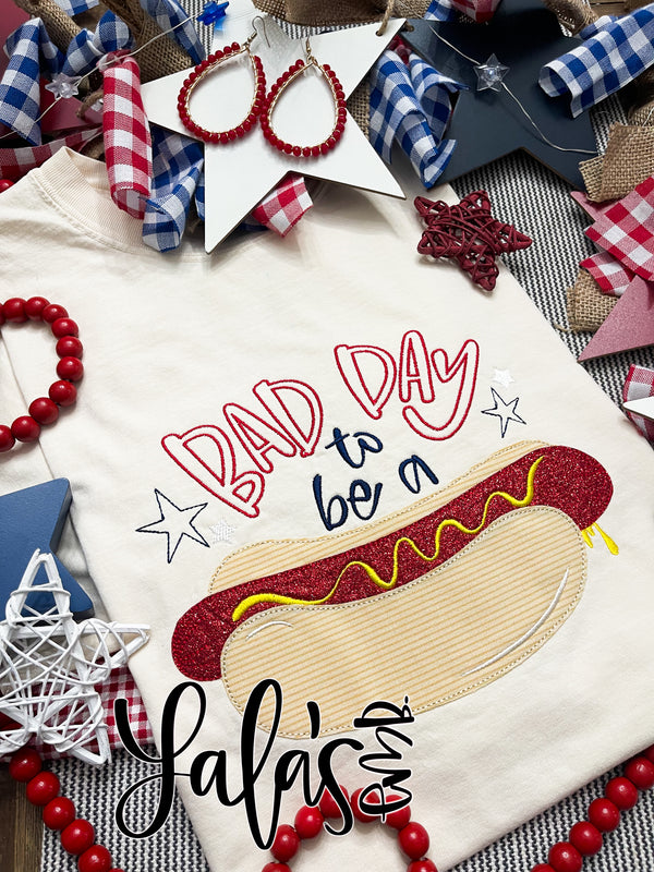 Bad Day To Be A Hotdog Applique + Embroidery Design