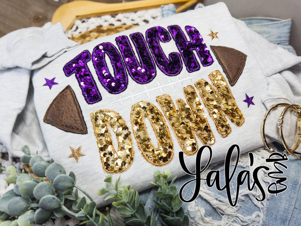 Touch Down Football Styled Applique + Embroidery Design *Mini Satin*