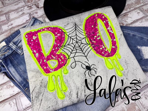 Boo Drip Spider+Web Double Stack Applique and Embroidery Design