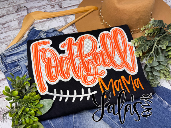 Football MaMa Double Stack Bean + Satin Stitching / Applique + Embroidery Design