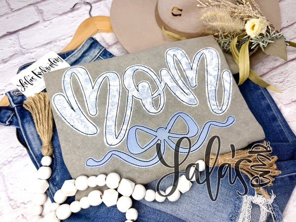 Mom + Bow Bean Stitch Applique Design