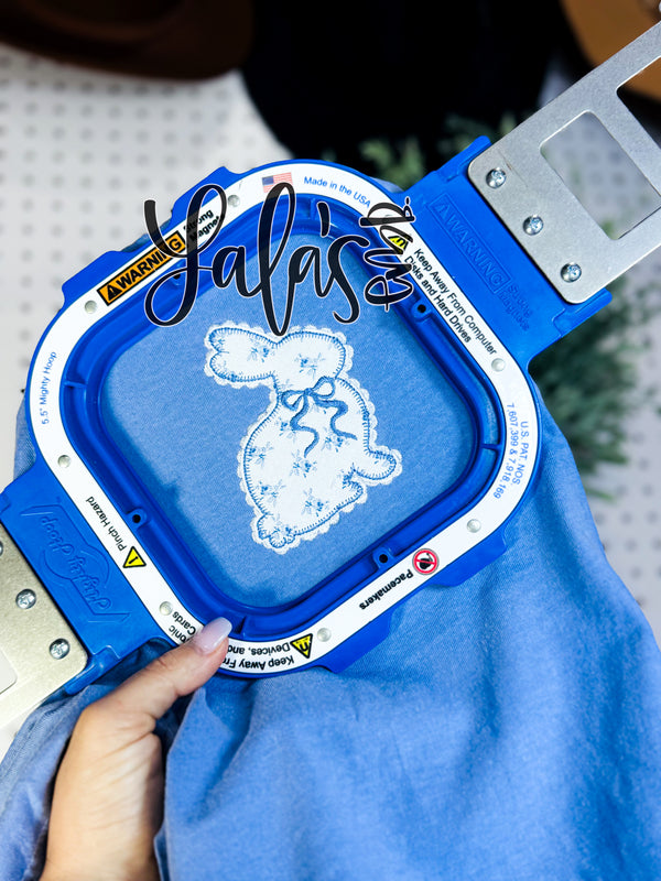 Bunny - Laced with Bow + Blanket Stitching Embroidery / Applique Design