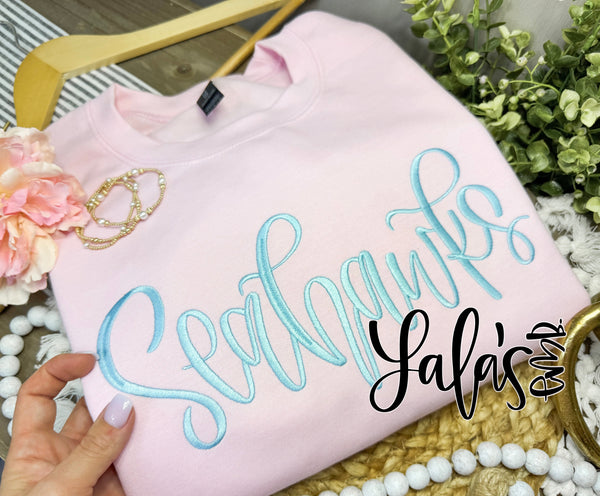 Seahawks Embroidery Design - Custom Hand Lettered Design By LaLa's