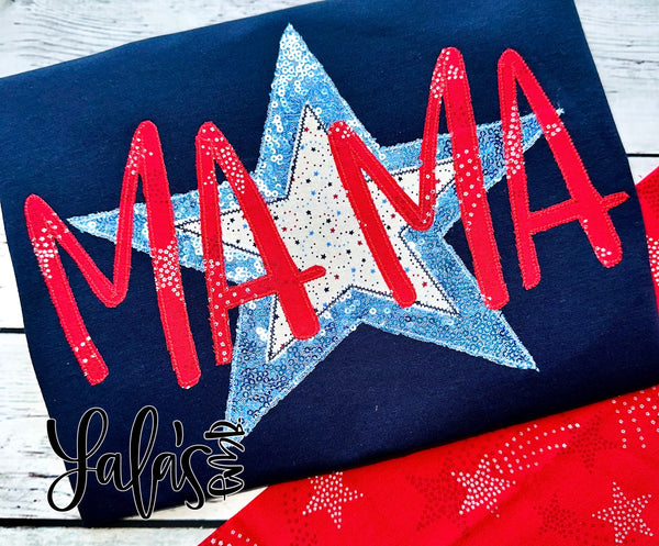 MaMa on Double Stacked Star Applique Design *Zigzag* - LE