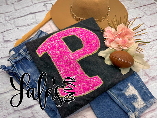 PINK OUT Pioneers (or custom SINGLE LETTER school logo) - Oversized LaLa's Apparel