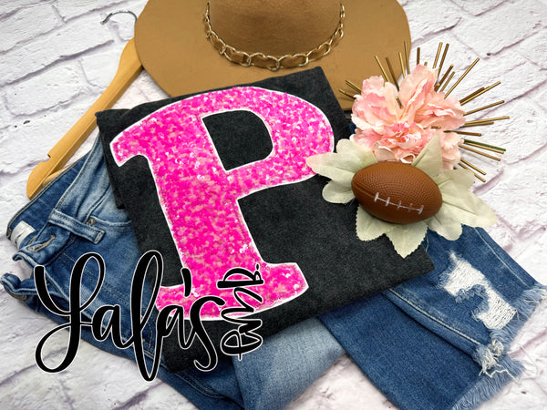 PINK OUT Pioneers (or custom SINGLE LETTER school logo) - Oversized LaLa's Apparel