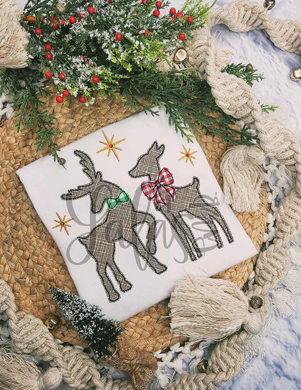 Reindeer In the Meadow Zigzag Applique Design - LE Design