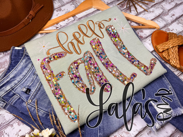 Hello Fall Applique + Embroidery Design - Mini Bean Stitch