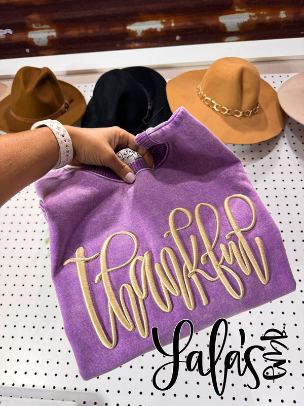 Thankful Sweatshirts - Puff Embroidered by LaLa's