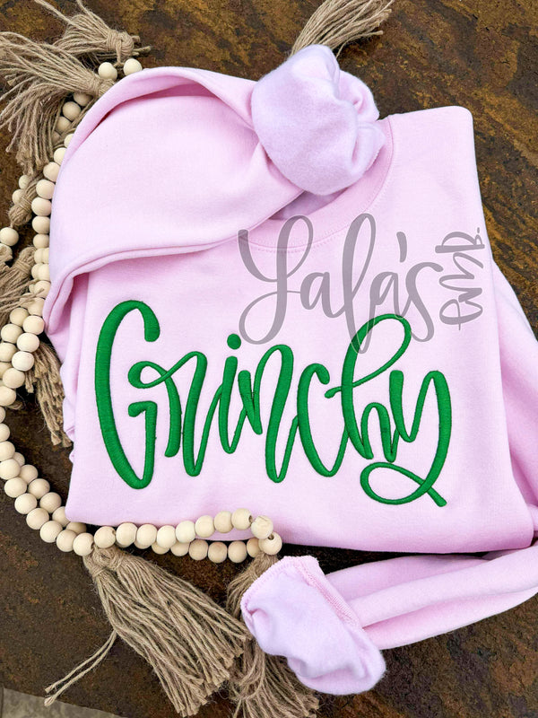 Grinchy 3D Puff Embroidery Design - Hand Lettered by LaLa's
