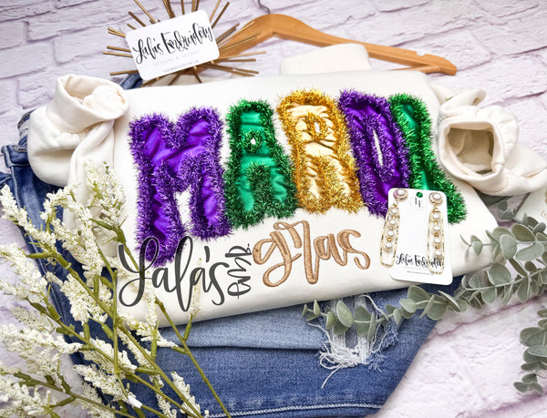 Mardi Gras Handmade Lala's Apparel Crewneck