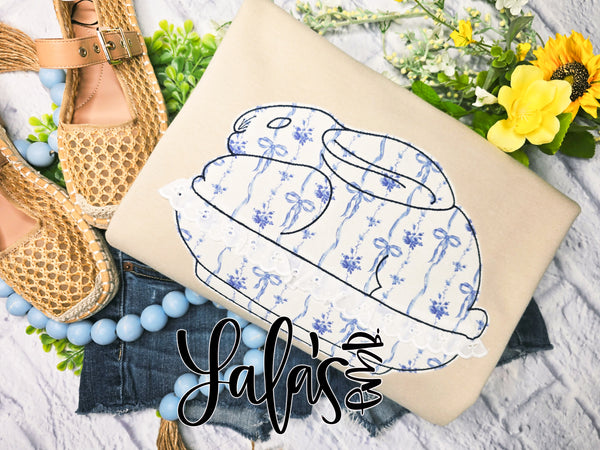 Bunny In a Bowl Mini Satin Stitch Applique Design