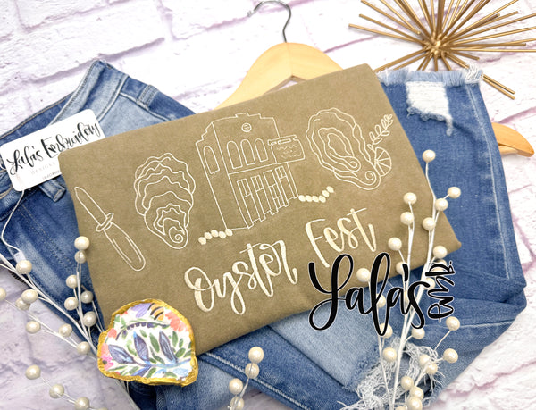 Oyster Fest Doodled ICON Embroidery Design