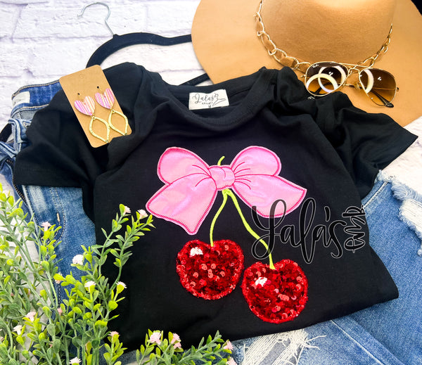 Cherries and a Bow Applique - LE Design