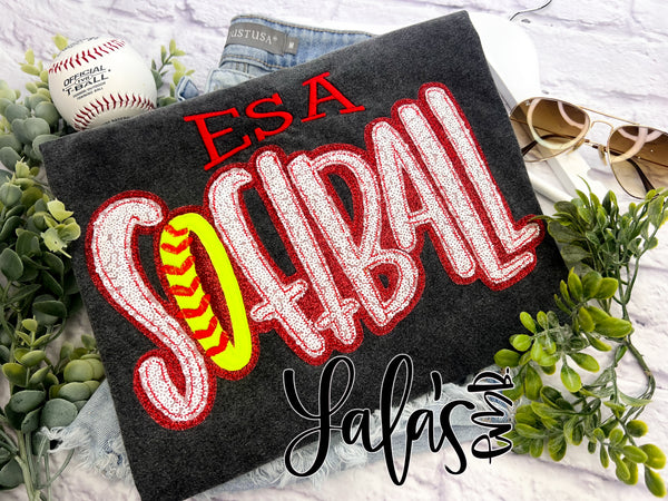 Soft*ball Double Stack Applique Design - Hand Lettered Design By LaLa's