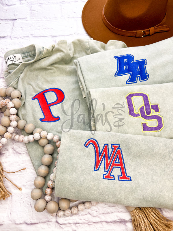 School Spirit Embroidered Tee - Pocket size design