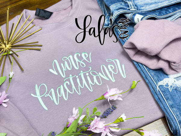 Nurse Practitioner - Satin Stitch Embroidery Design - Hand Lettered by Lala's