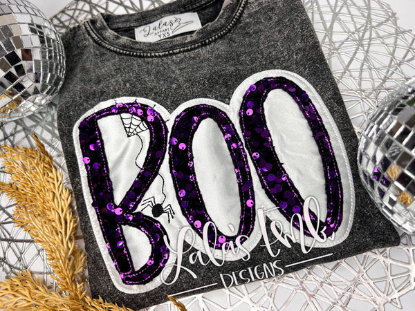 Boo w/ Spider Double Stack Applique/Embroidery Design