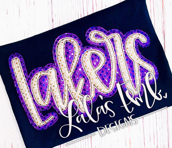 Lakers Double Stack Applique Design