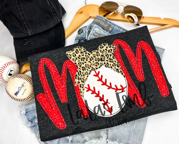 Baseball MOM w/tie Applique Design