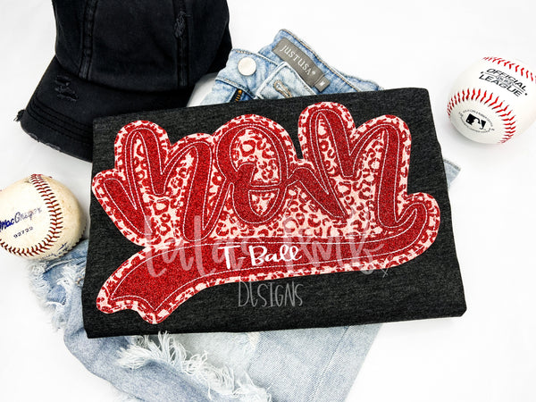 Mom of T-Ball Double Stack Applique Design