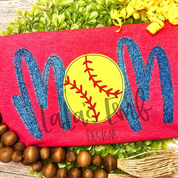 Ball (Baseball/Softball) Mom Applique Design