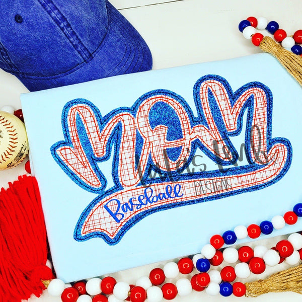 Baseball Mom Double Stack Applique Design