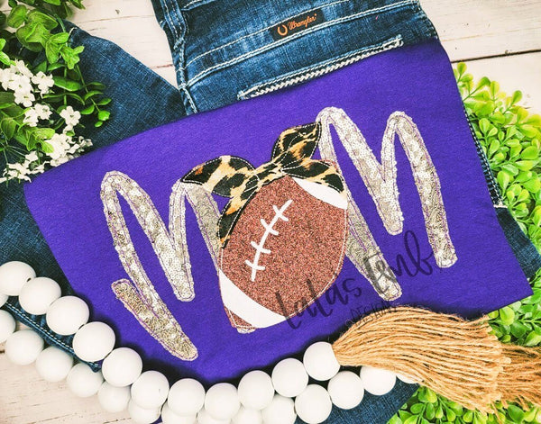 Football Mom w/ Tie Applique Design