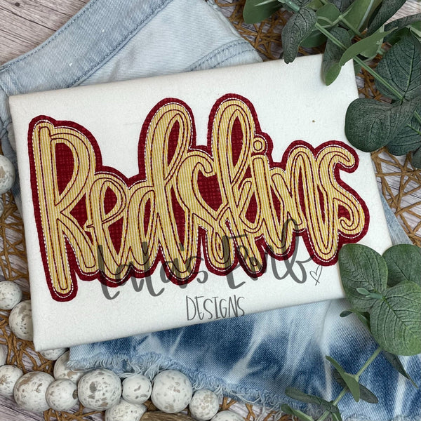 Redskins Double Stack Applique Design