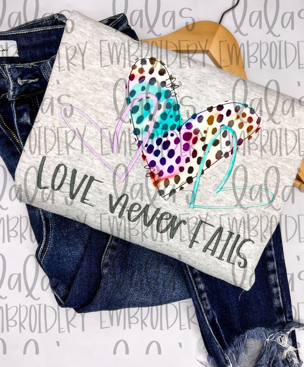 Love Never Fails Applique/Embroider Design