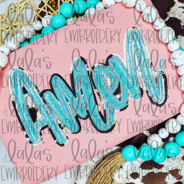 Amen Script Double Stack Applique Design