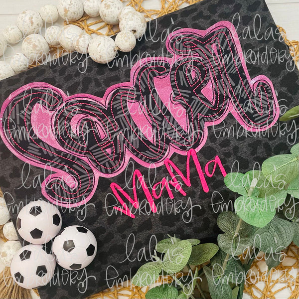 Soccer MaMa Double Stack Applique/Embroidery Design