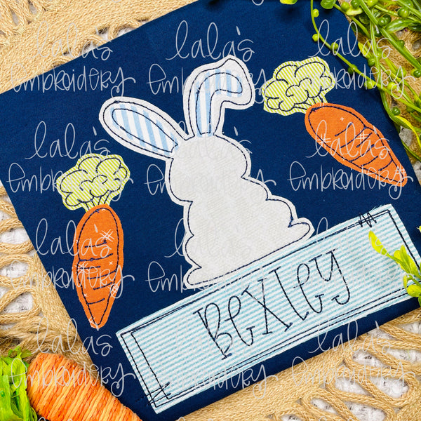 Bunny and Carrot TRIO w/name plate Applique Design