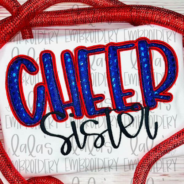 Cheer Sister Double Stack Applique/Embroidery Design