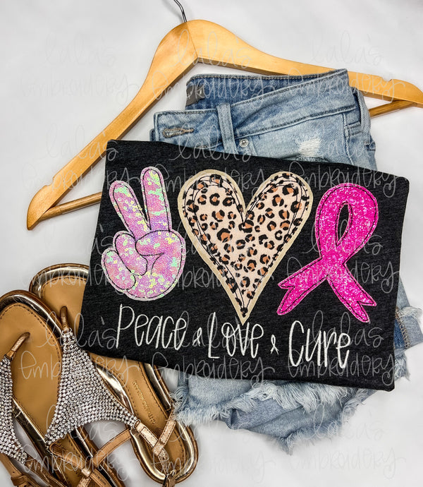 Peace Love Cure Applique Design