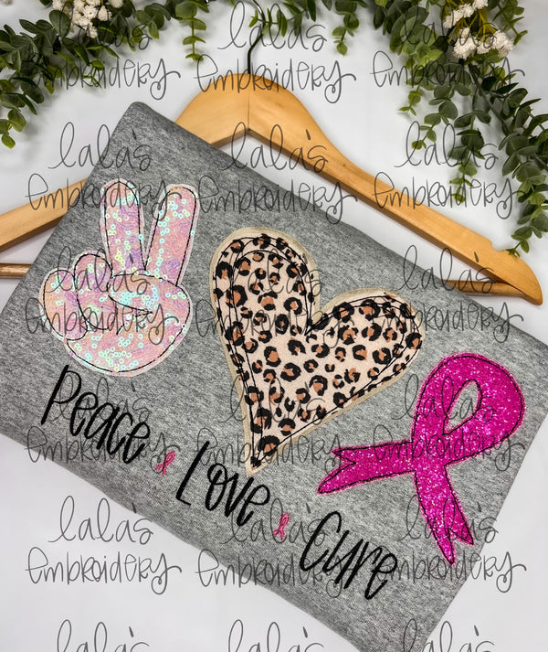 Peace Love Cure Applique Design