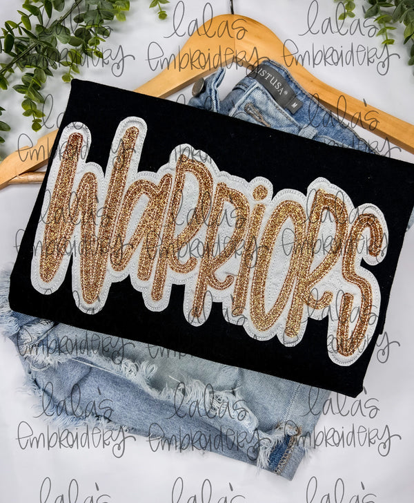 WARRIORS Double Stack Applique Design