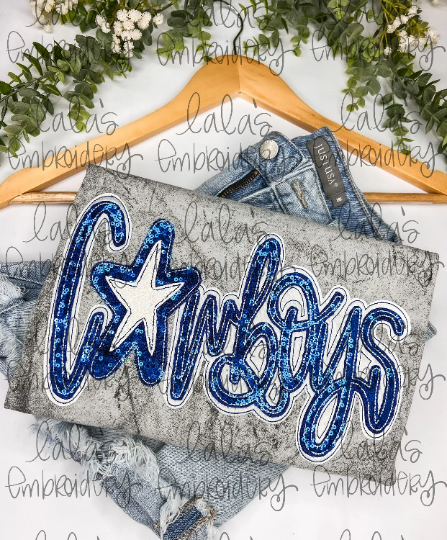 COWBOYS Double Stack Team Applique Design - Hand Lettered Design